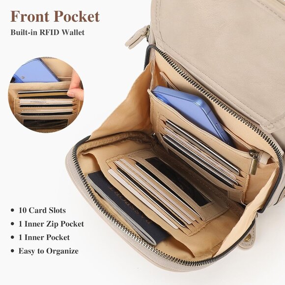 Apricot Grey Vegan Leather Crossbody Bag with RFID Wallet, Compact & Stylish for - Picture 6 of 8